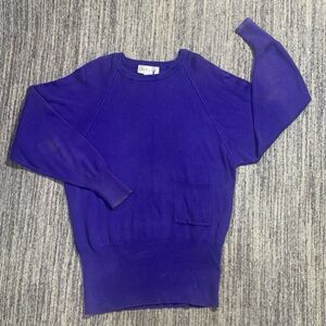 Vintage 80s Casual Corner Women's‎ Large Purple Crewneck Pullover Sweater Long